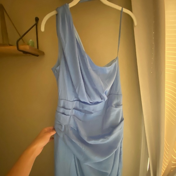 STAY CLASSY ONE SHOULDER WRAP DRESS - BRIGHT BLUE - Picture 5 of 7